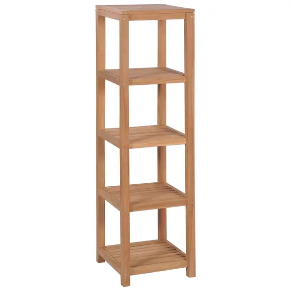 Gossi raft depozitare baie, 4 niveluri, 42x42x165 cm, lemn tec masiv