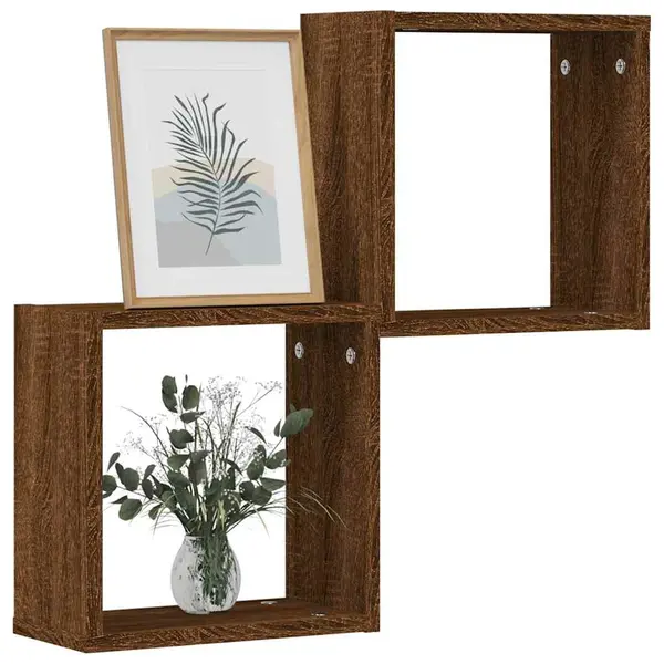 Gossi rafturi cub de perete 2 buc stejar maro 30x15x30 cm
