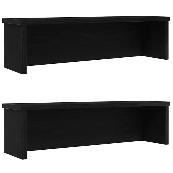 Gossi rafturi de bucatarie stivuibile 2 buc negru 60x15x16 cm