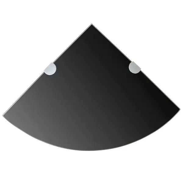 Gossi rafturi de colt cu suporturi crom 2 buc. negru 25x25 cm sticla
