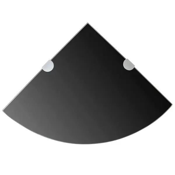 Gossi rafturi de colt cu suporturi crom 2 buc. negru 35x35 cm sticla