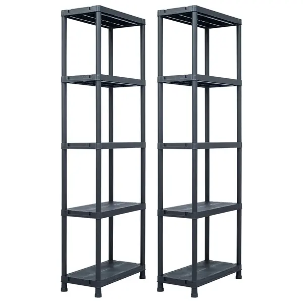 Gossi rafturi de depozitare 2 buc. negru 60x30x180 cm plastic 125 kg
