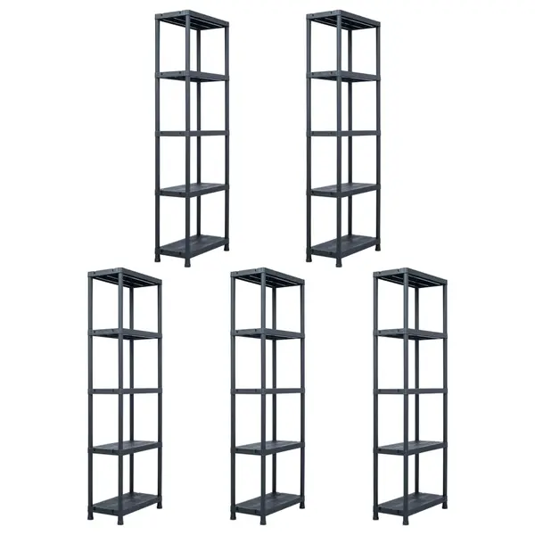 Gossi rafturi de depozitare 5 buc. negru 60x30x180 cm plastic 125 kg