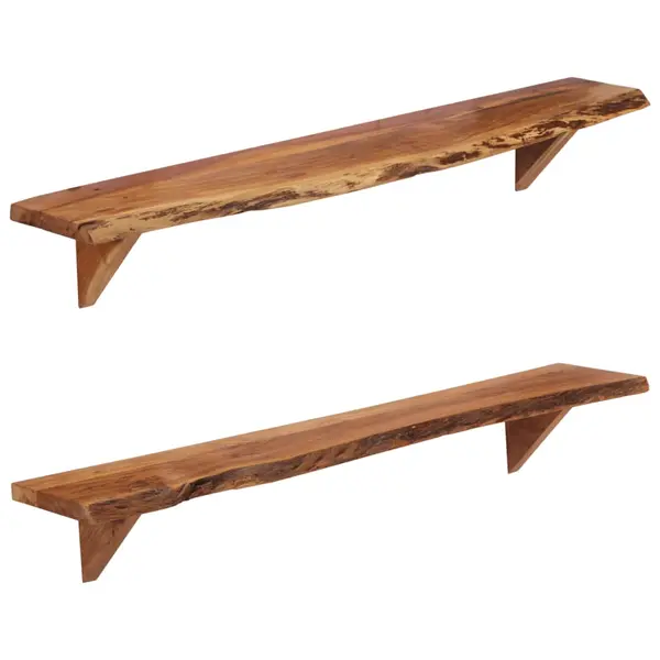 Gossi rafturi de perete, 2 buc., 110x20x18 cm, lemn masiv de acacia