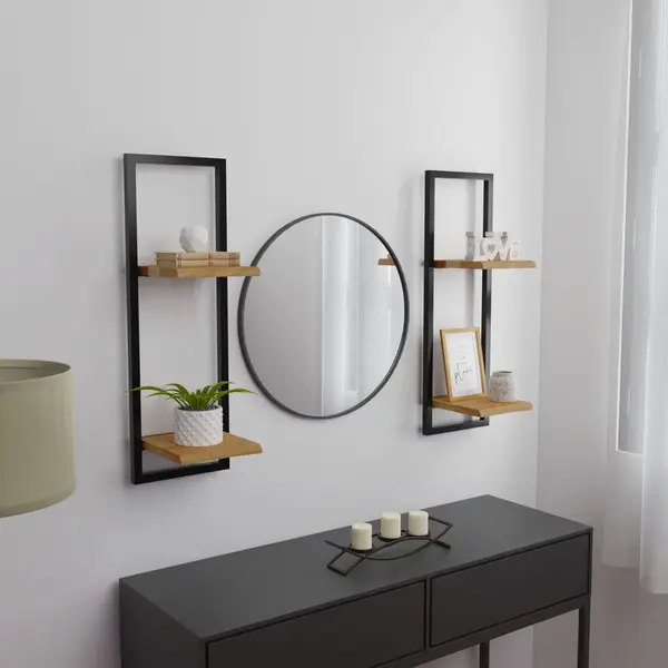 Gossi rafturi de perete 2 buc. 25x25x75 cm lemn masiv acacia/otel