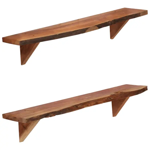 Gossi rafturi de perete, 2 buc., 90x20x18 cm, lemn masiv de acacia