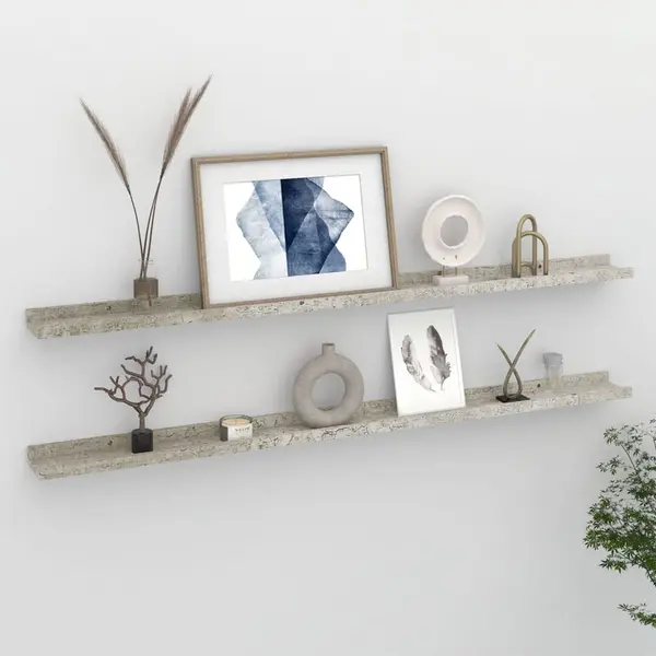 Gossi rafturi de perete, 2 buc., gri beton, 115x9x3 cm