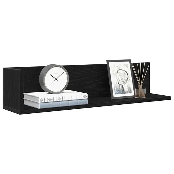 Gossi rafturi de perete 2 buc. negru, 75x16,5x16,5 cm, lemn prelucrat