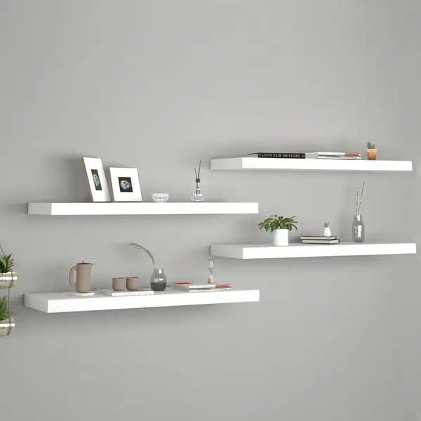 Gossi rafturi de perete, 4 buc., alb, 80 x 23,5 x 3,8 cm, mdf