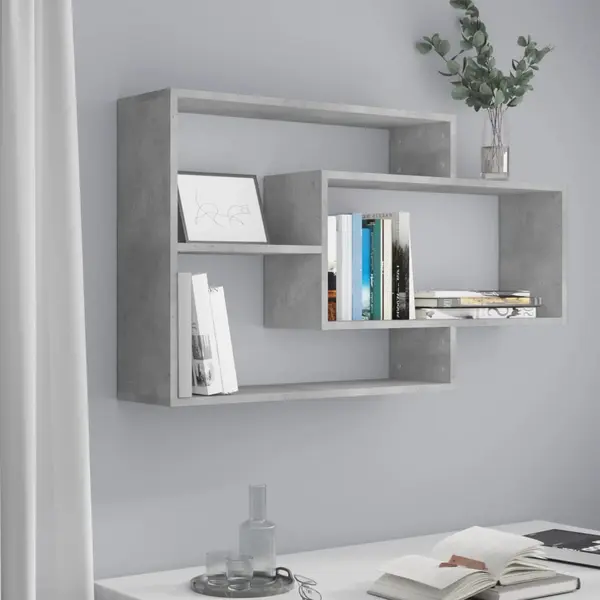 Gossi rafturi de perete, gri beton, 104x20x58,5 cm, lemn prelucrat