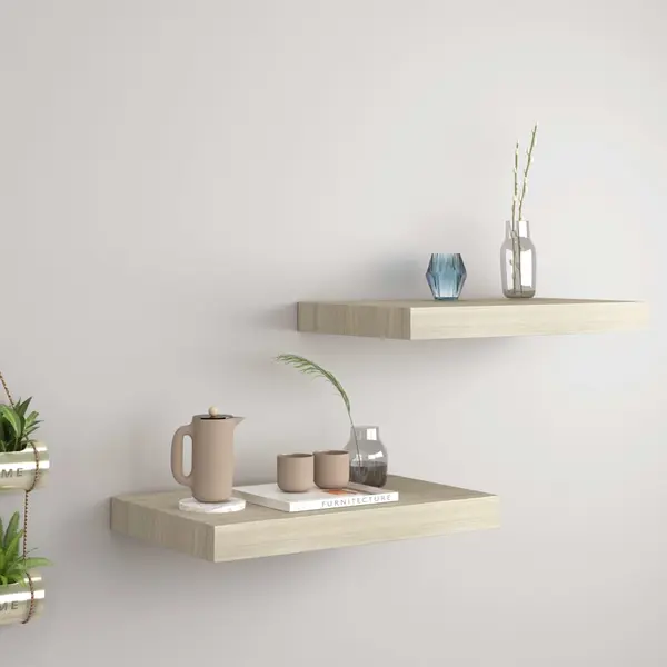 Gossi rafturi de perete suspendate, 2 buc., stejar, 40x23x3,8 cm, mdf
