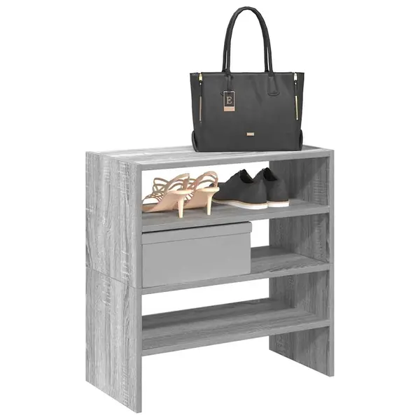 Gossi rafturi pentru pantofi 2 buc stivuibile gri sonoma 60x30x30,5cm
