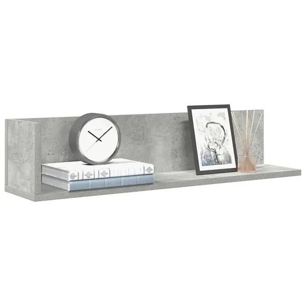 Gossi rafturi perete 2 buc. gri beton 75x16,5x16,5 cm lemn prelucrat