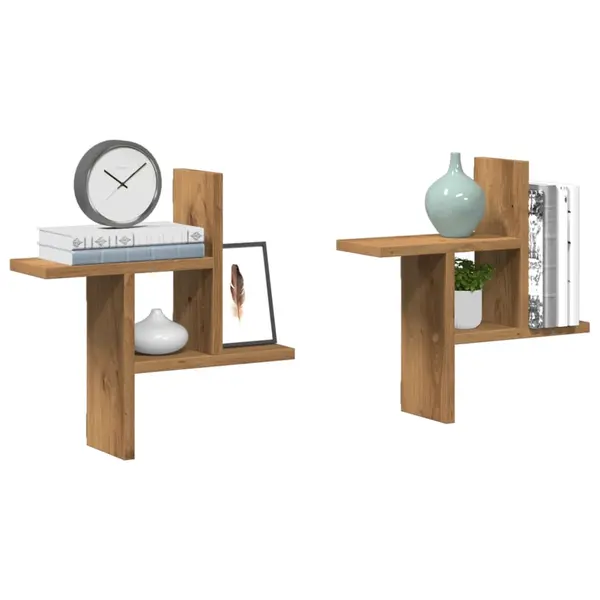 Gossi rafturi perete 2buc. stejar artizanal 38x12x38cm lemn prelucrat