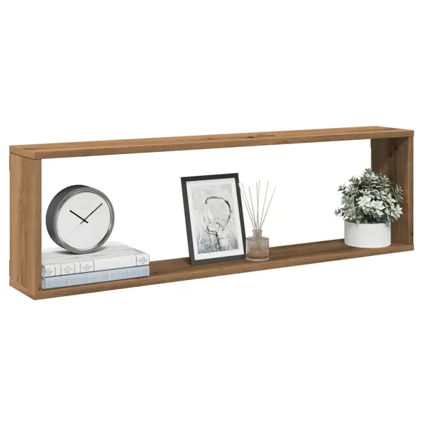 Gossi rafturi perete cub, 4 buc., stejar artizanal 100x15x30 cm lemn
