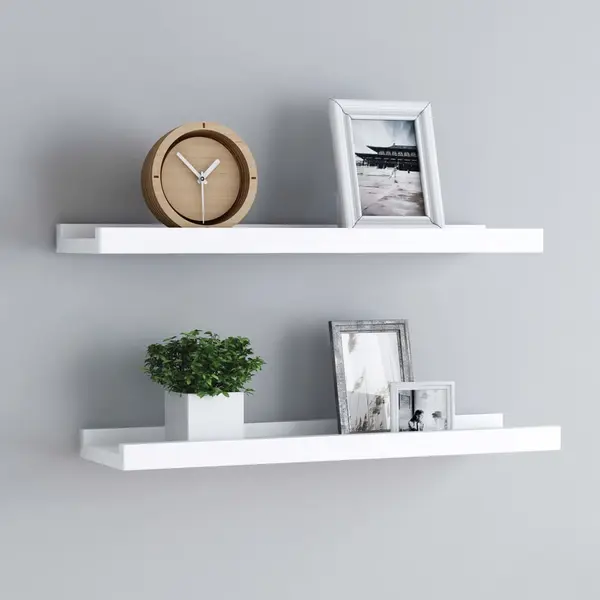 Gossi rafturi rame foto cu bordura, 2 buc., alb, 40 x 9 x 3 cm, mdf