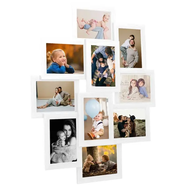 Gossi rama foto colaj, alb, 10 x foto (10x15 cm), mdf