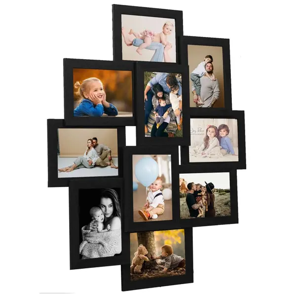 Gossi rama foto colaj, negru, 10 x foto (13x18 cm), mdf