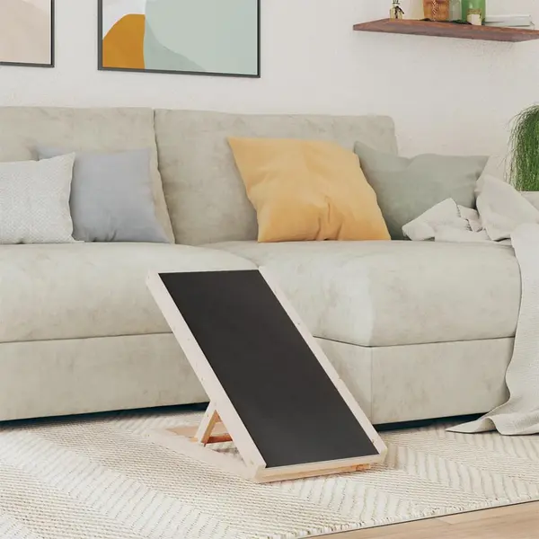 Gossi rampa pentru caini, gri, 70x35 cm, lemn masiv de brad