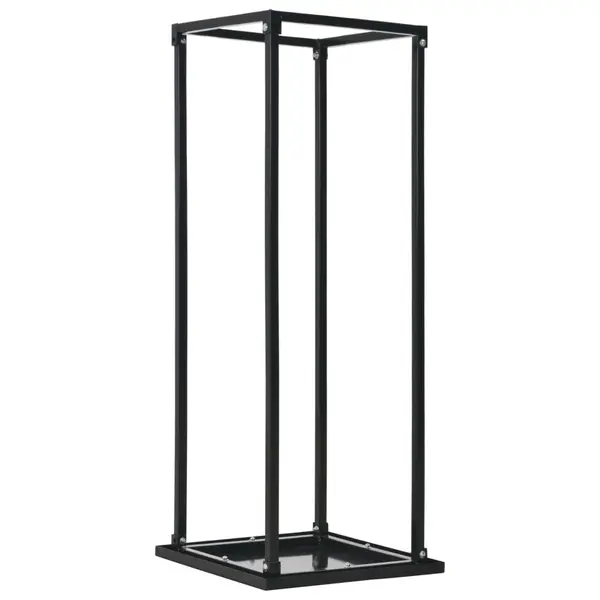 Gossi rastel lemne de foc, cu postament, negru, 37x37x113 cm, otel