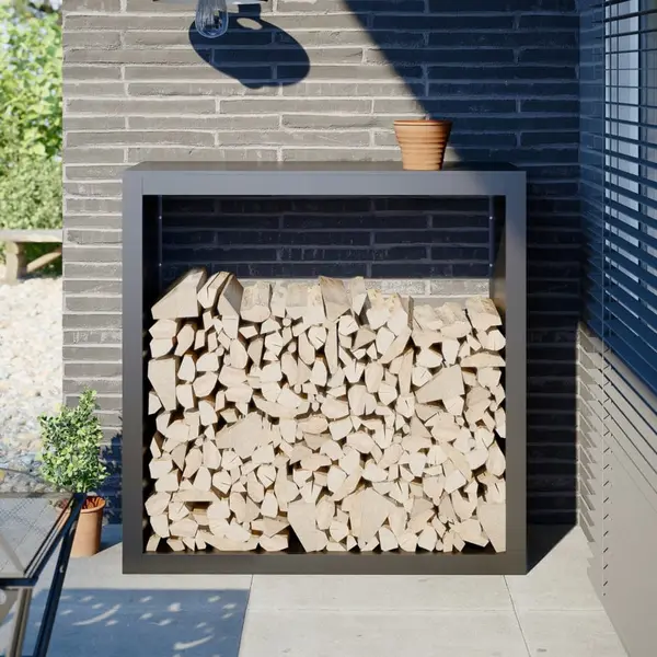 Gossi rastel pentru lemne de foc, antracit, 100x40x100 cm, otel