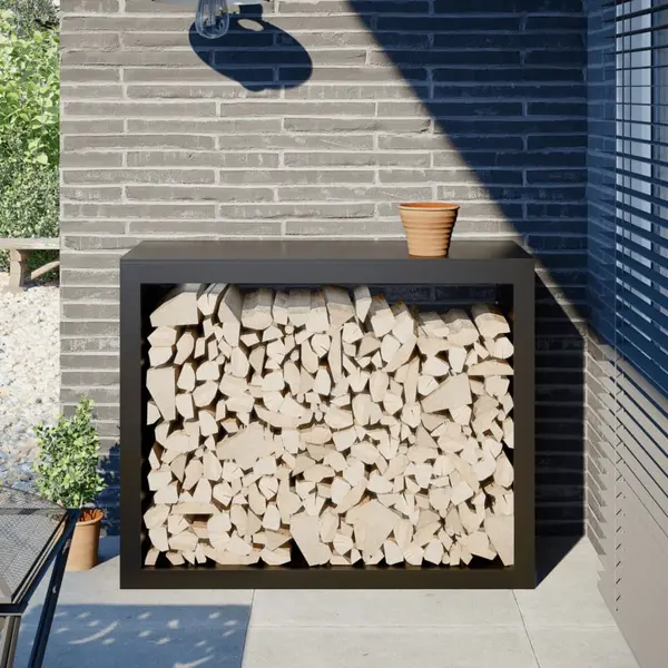 Gossi rastel pentru lemne de foc, negru, 100x40x80 cm, otel