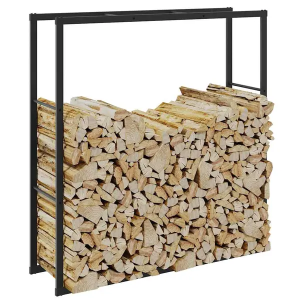 Gossi rastel pentru lemne de foc, negru, 110x30x116 cm, otel