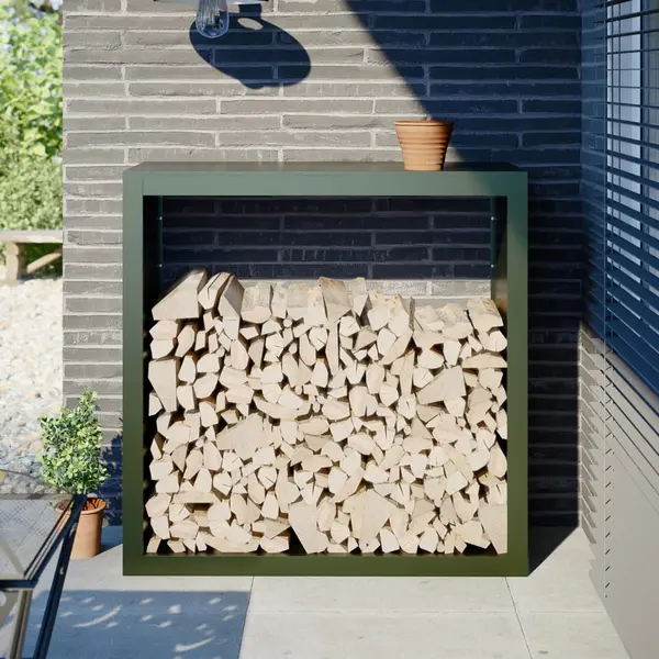 Gossi rastel pentru lemne de foc, verde, 100x40x100 cm, otel
