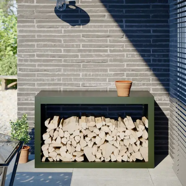 Gossi rastel pentru lemne de foc, verde, 100x40x60 cm, otel