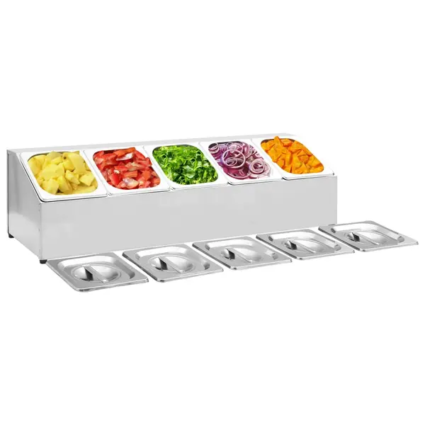 Gossi recipient gastronorm cu 5 sectiuni gn 1/6 otel inoxidabil