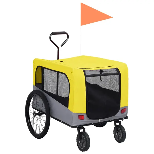 Gossi remorca bicicleta & carucior 2-in-1 animale, galben si gri