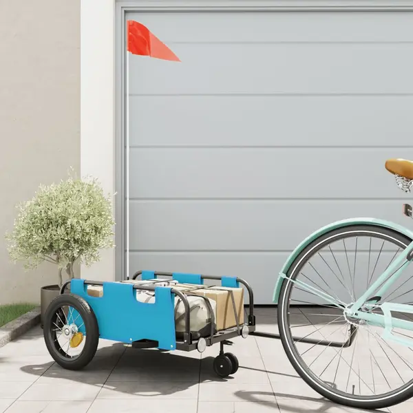 Gossi remorca de bicicleta, albastru, textil oxford si fier
