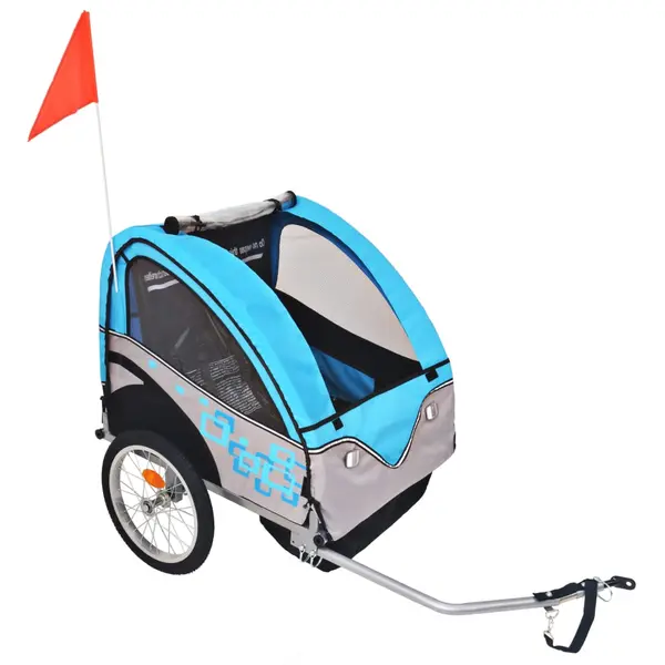 Gossi remorca de bicicleta, gri si albastru, 30 kg