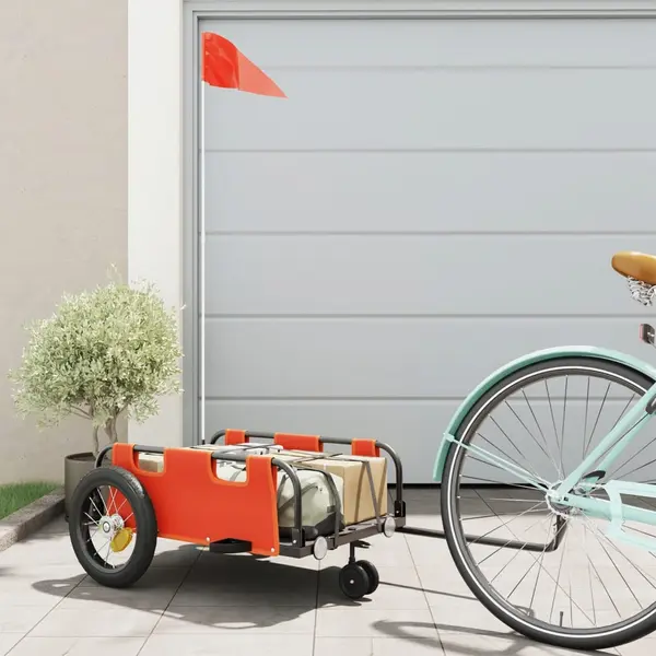 Gossi remorca de bicicleta, portocaliu, textil oxford si fier