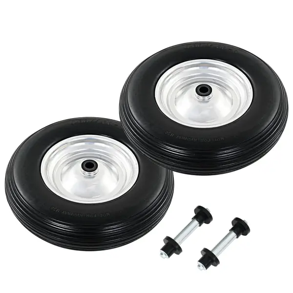 Gossi roti de roaba cu osie, 2 buc, 4.00-8, pu solid, 390 mm
