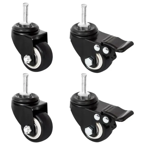 Gossi roti pentru jardiniera, 4 buc., negru, 8x3,5x8 cm, fier