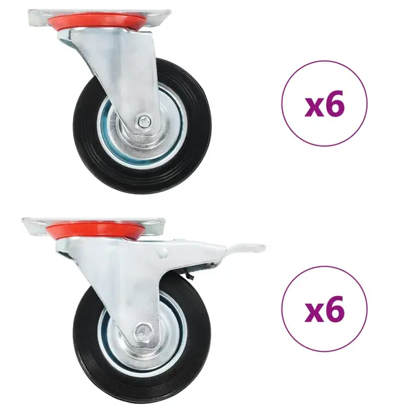 Gossi roti pivotante, 12 buc., 100 mm