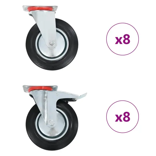 Gossi roti pivotante, 16 buc., 200 mm