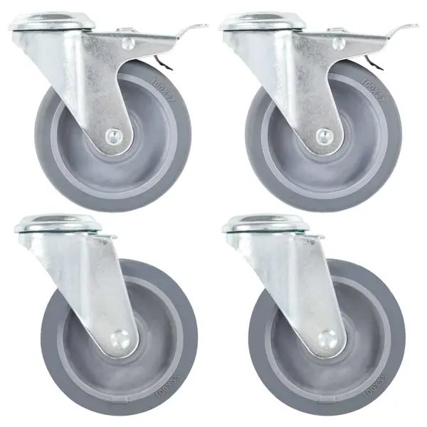 Gossi roti pivotante cu gaura pentru surub, 4 buc., 100 mm