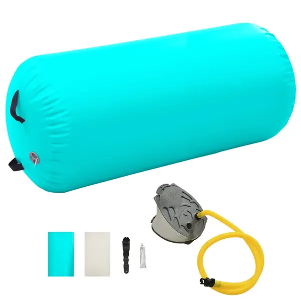 Gossi rulou de gimnastica gonflabil cu pompa, verde, 120 x 75 cm, pvc