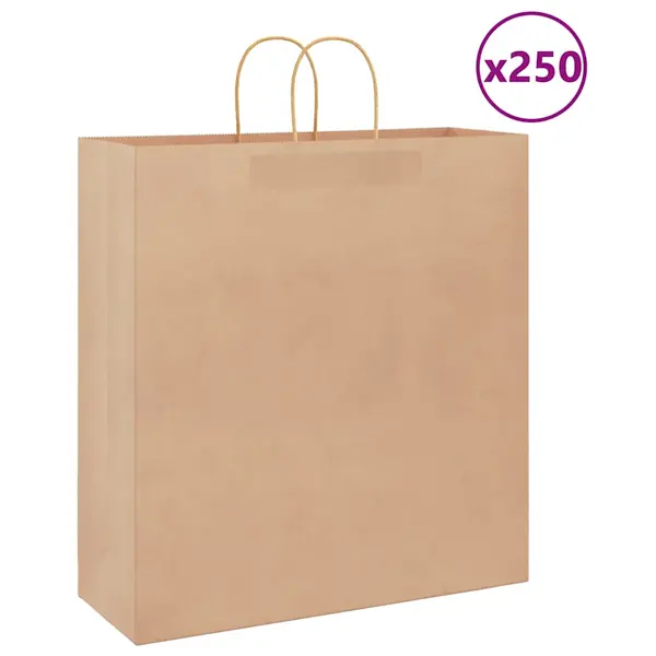 Gossi saci de hartie kraft 250 buc cu manere maro 45x17x48 cm