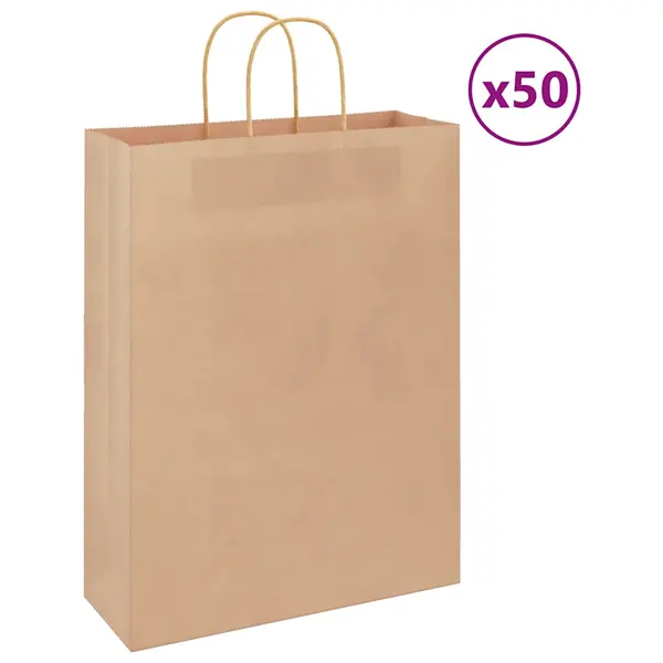 Gossi saci de hartie kraft 50 buc cu manere maro 32x12x42 cm