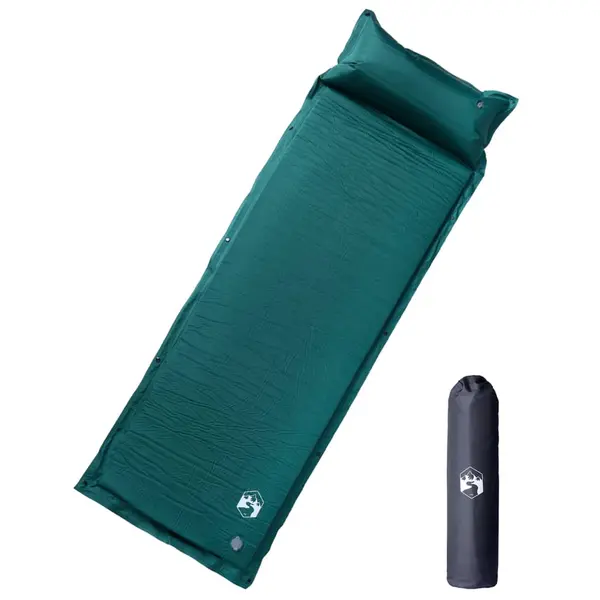 Gossi saltea camping auto-gonflabila, cu perna, 1 persoana, verde