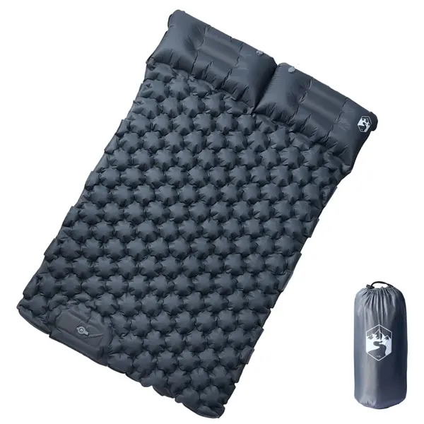 Gossi saltea de camping auto-gonflabila, cu perne, 2 persoane, gri
