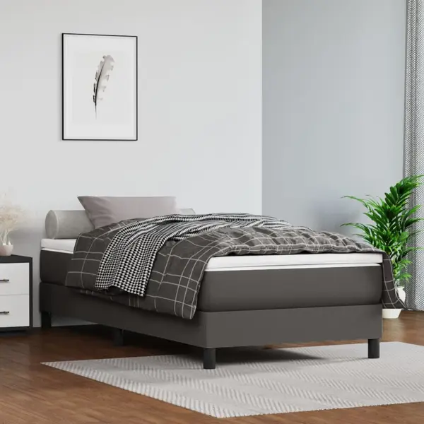 Gossi saltea de pat cu arcuri, gri, 80x200x20 cm, piele ecologica