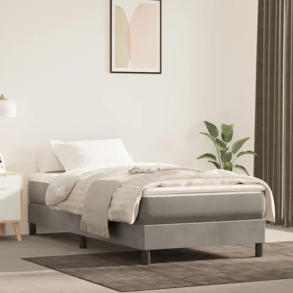 Gossi saltea de pat cu arcuri, gri deschis, 100x200x20 cm, catifea