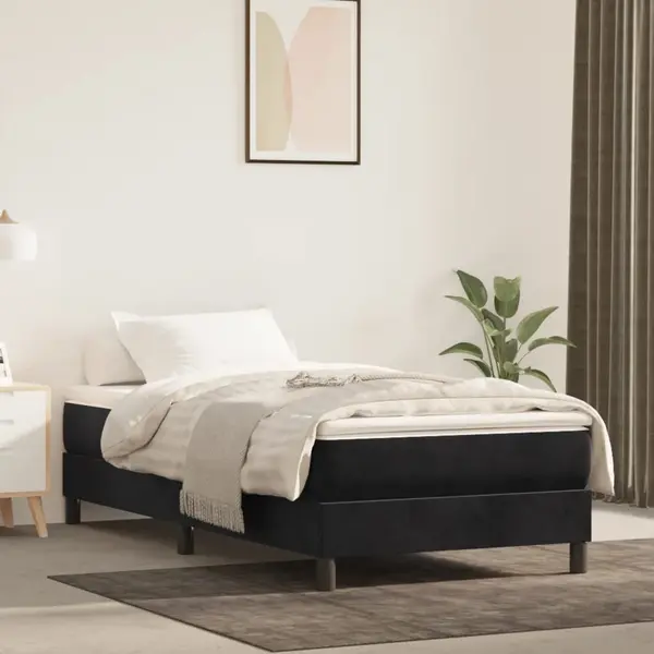 Gossi saltea de pat cu arcuri, negru, 90x210x20 cm, catifea