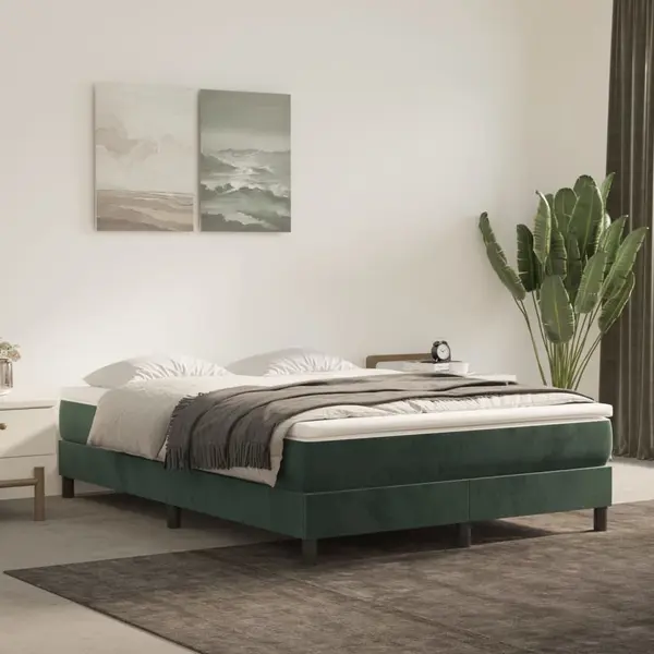 Gossi saltea de pat cu arcuri, verde inchis, 140x190x20 cm, catifea