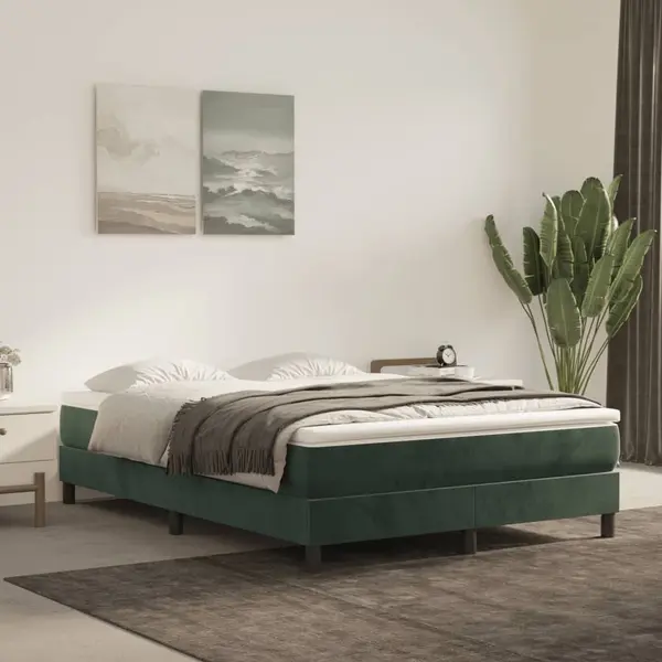 Gossi saltea de pat cu arcuri, verde inchis, 140x210x20 cm, catifea