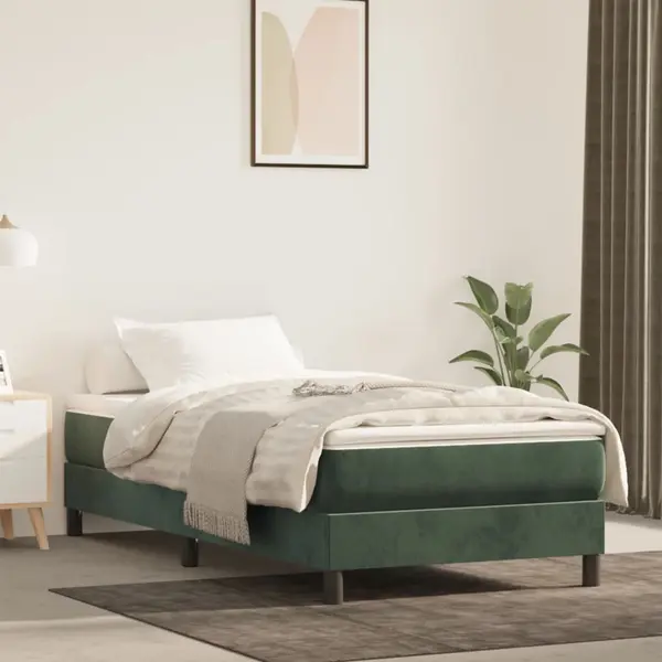 Gossi saltea de pat cu arcuri, verde inchis, 90x220x20 cm, catifea
